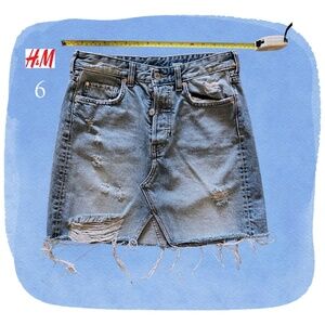 H&M &Denim Distressed Denim Skirt – Size 6